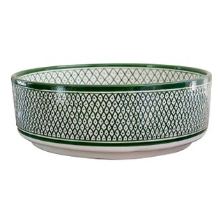 Moroccan Handmade Green Vessel Ceramic Sink for Bathroom For Sale