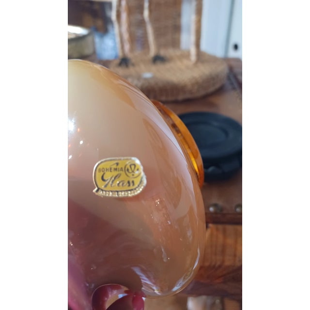 Vintage Bohemian Ruffled Glass Vase on Stand For Sale - Image 4 of 4