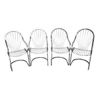 Chrome Dining Chairs by Gastone Rinaldi for Rima, Italy, 1970s, Set of 4 For Sale