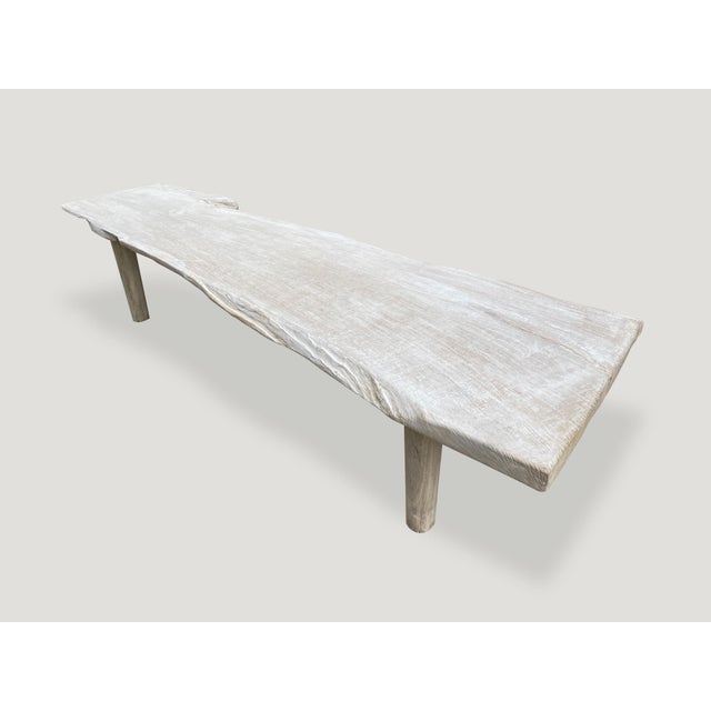 Contemporary Andrianna Shamaris Minimalist Live Edge Teak Wood Coffee Table or Bench For Sale - Image 3 of 6