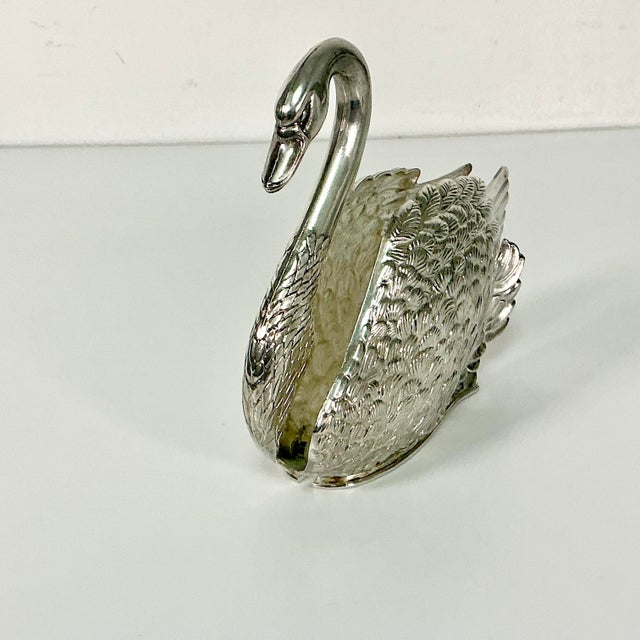 1984 Vintage Italian Hollywood Regency Coastal Silverplated Swan Letter Holder. For Sale - Image 9 of 12