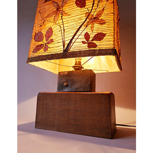Large Vintage Lamp in Wood, Metal and Fabric, 1970s For Sale - Image 9 of 15