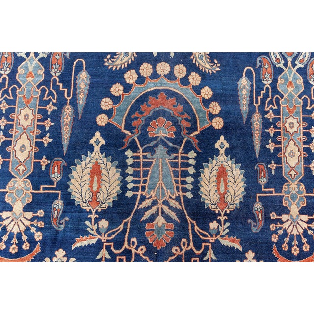 Persian Vintage Persian Kirman in Shades of Rust, Beige and Light Blue Handmade Wool Rug For Sale - Image 3 of 9