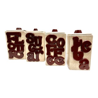 Vintage Handcrafted Pottery Groovy Ceramic Kitchen Canisters, Set of Four For Sale