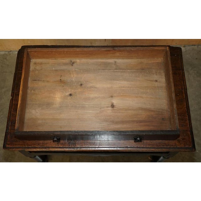17th Century Antique Charles Ii Flemish Oak Side Table with Single Drawer, 1670 For Sale - Image 16 of 18