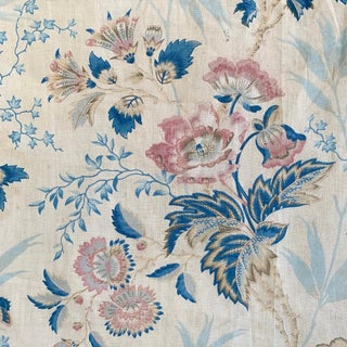 Remarkable Antique French Fabric Bird Floral c1820 Or Earlier Printed Linen For Sale
