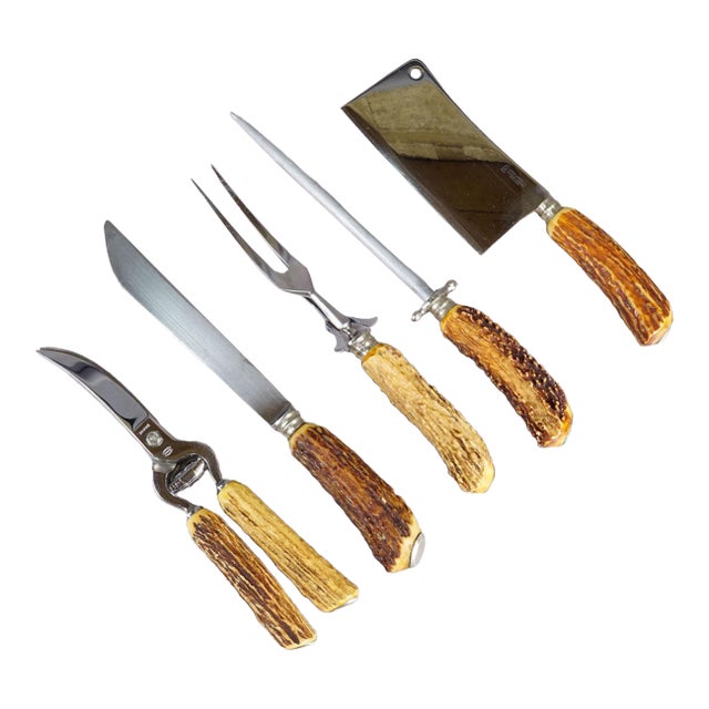 Vintage 5-Piece Carving Set With Box - Baron Solingen Germany 1950s For Sale