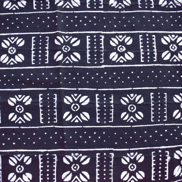 Textile Vintage Black Mudcloth Textile 62x41 Inch For Sale - Image 7 of 8