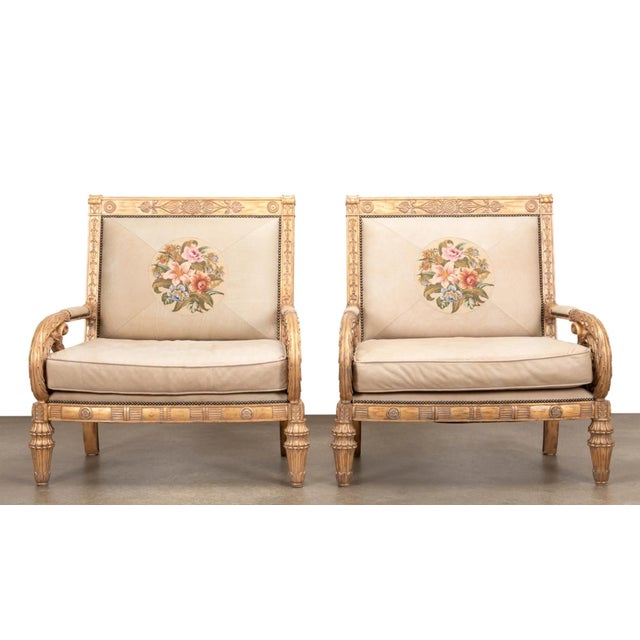 Late 20th Century Pair Oversized Gilt Armchairs, Attributed to Maitland-Smith For Sale - Image 6 of 9