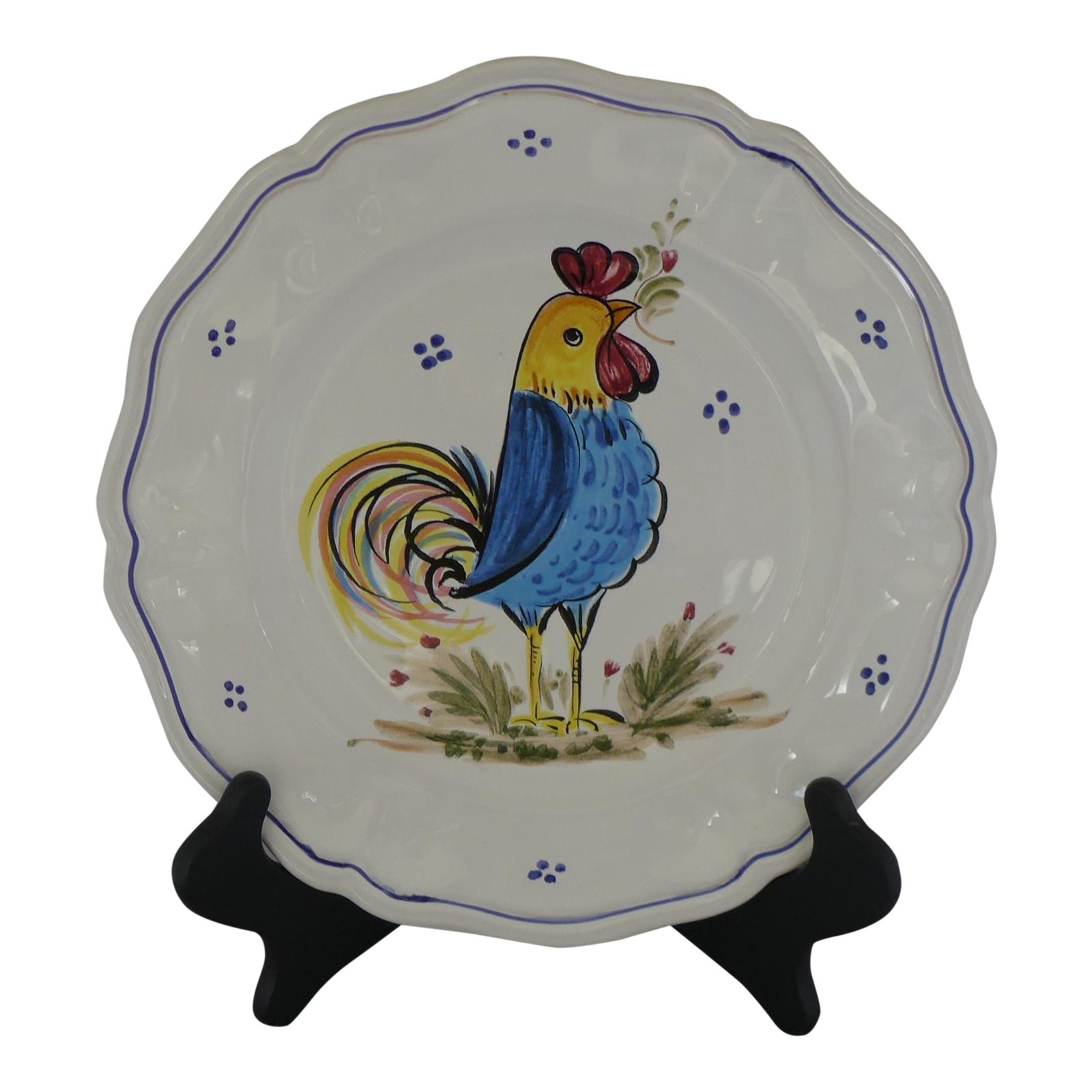 Decorative Italian Ceramic Plate With Rooster Chairish