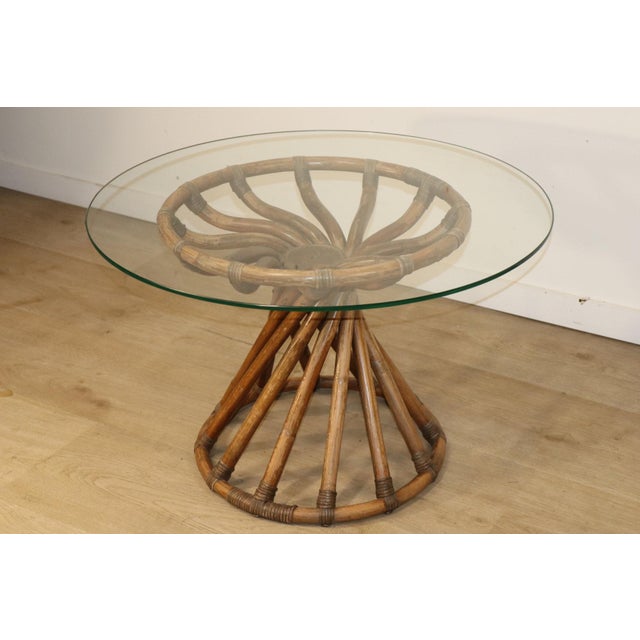 Bamboo and Glass Table by Bernard Govin for Eguizier, 1970s For Sale - Image 11 of 18