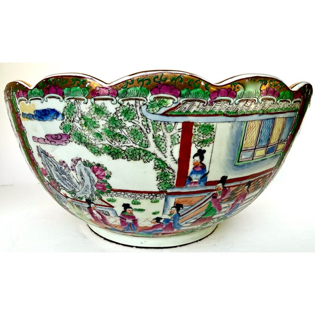Mid 20th Century Centerpiece 16 1/2" Diameter "Chinese Export" Bowl. Famille Rose For Sale - Image 13 of 17