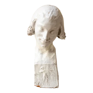 Early 20th Century Glazed Terra Cotta Bust of a Young Man by Maurice Vaury