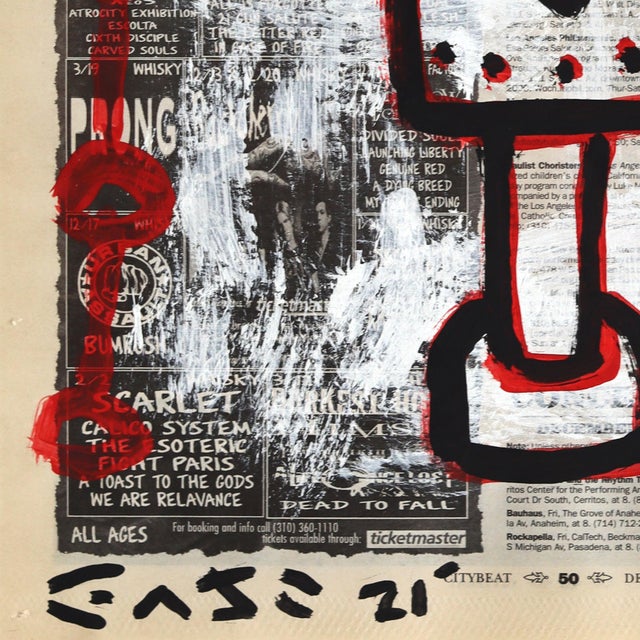 Contemporary Robo Love Bug - Original Small Pop Street Art Acrylic Painting on Newspaper by Gary John For Sale - Image 3 of 6