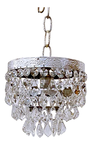 Vintage Mid 19th Century Silver Rim Upside Down Layered Cake Chandelier