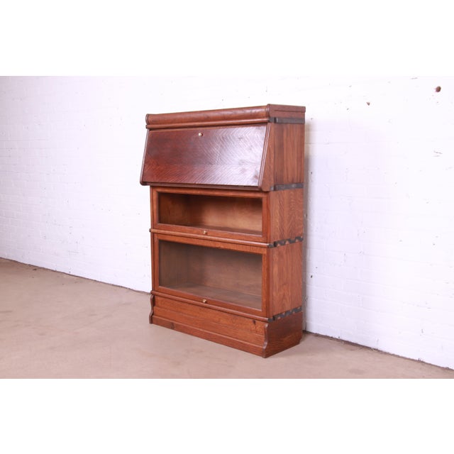 Antique Arts & Crafts Oak Barrister Bookcase With Drop Front Secretary Desk, Circa 1920s Chairish