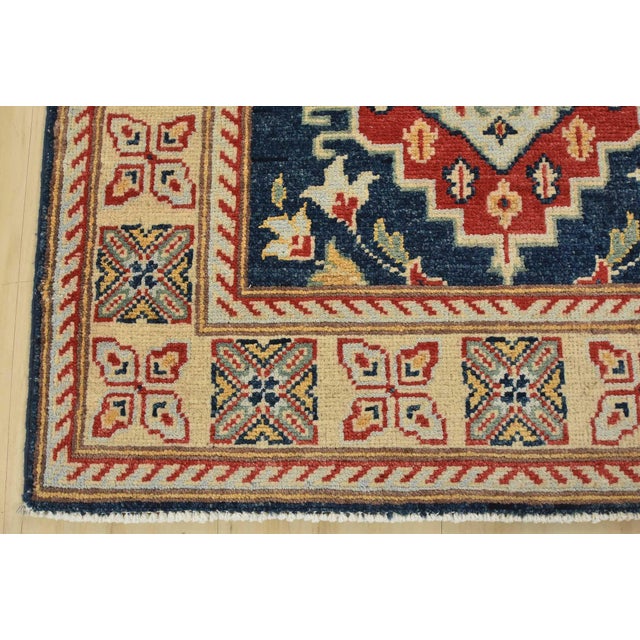 Kazak Runner 2’8” X 9’11” Blue Wool Traditional Hand-Knoted Oriental Rug For Sale - Image 9 of 12