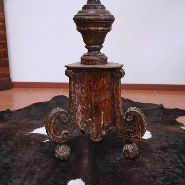 Vintage Wooden Column Candleholder, in Good conditions. This piece is attributed to the mentioned designer/maker. It has...