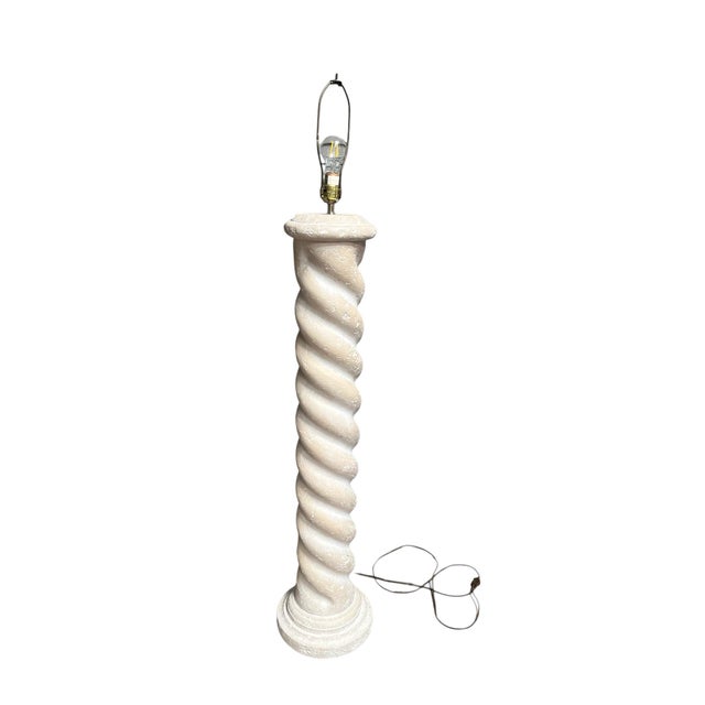Michael Taylor Style twisted spiral Floor Lamp, circa 1980’s with a textural, warm, matte, white cream, plaster finish....