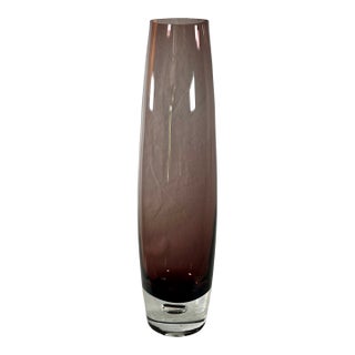 1960s Swedish Style Large Amethyst Vawe With Bubble at Base For Sale