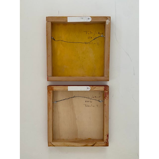 Fulgencio Lazo "Familia" Series Paintings on Wood - Set of 2, Framed For Sale - Image 10 of 12