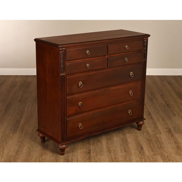 High Quality American Made Ethan Allen British Classics Seven Drawer Chest Constructed In Maple. Features Two Over Five...