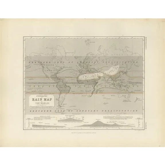 Mid 19th Century Antique Rain Map of the World by Johnston, 1850 For Sale - Image 5 of 5