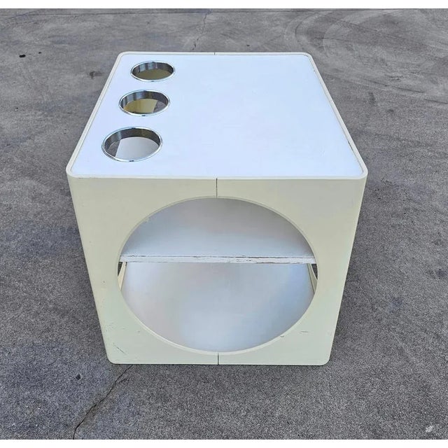 Space Age Cube Bar or Side Table in Off-White, West Germany, 1970s For Sale - Image 6 of 12