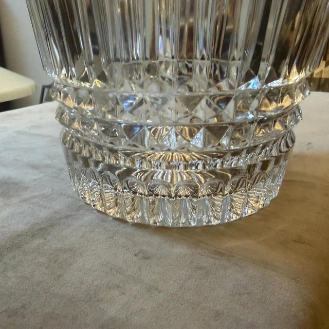 Gold 1970s Modern Silver Plated and Heavy Engraved Crystal French Wine Cooler For Sale - Image 8 of 16