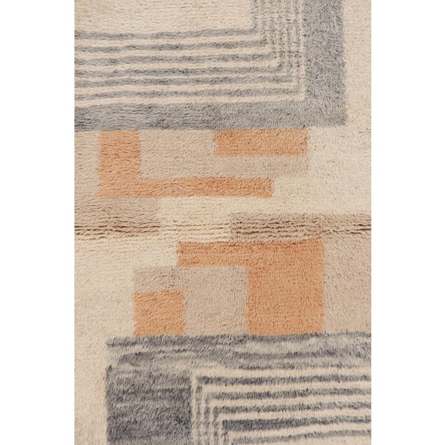 Art Deco Rug & Kilim’s Moroccan Rug in Cream White With Art Deco Style Geometric Patterns For Sale - Image 3 of 7