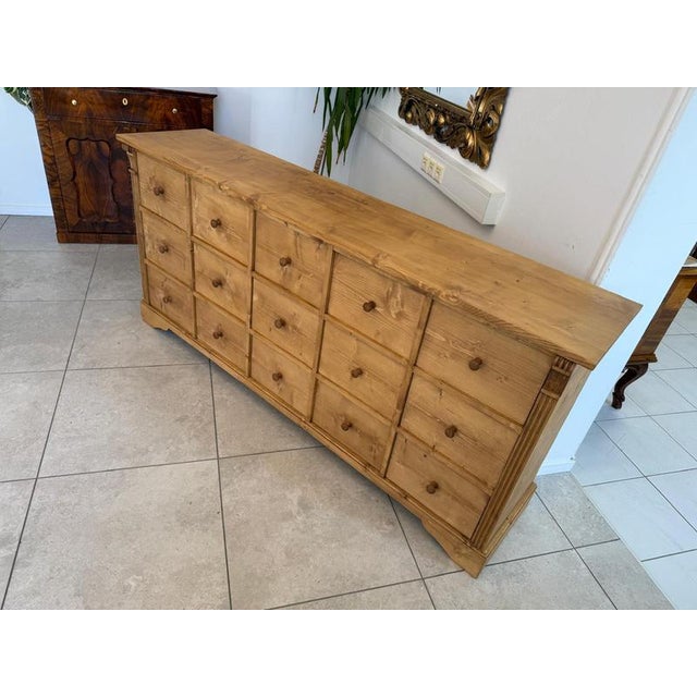 Rustic Apothecary Shop Chest in Softwood For Sale - Image 15 of 16