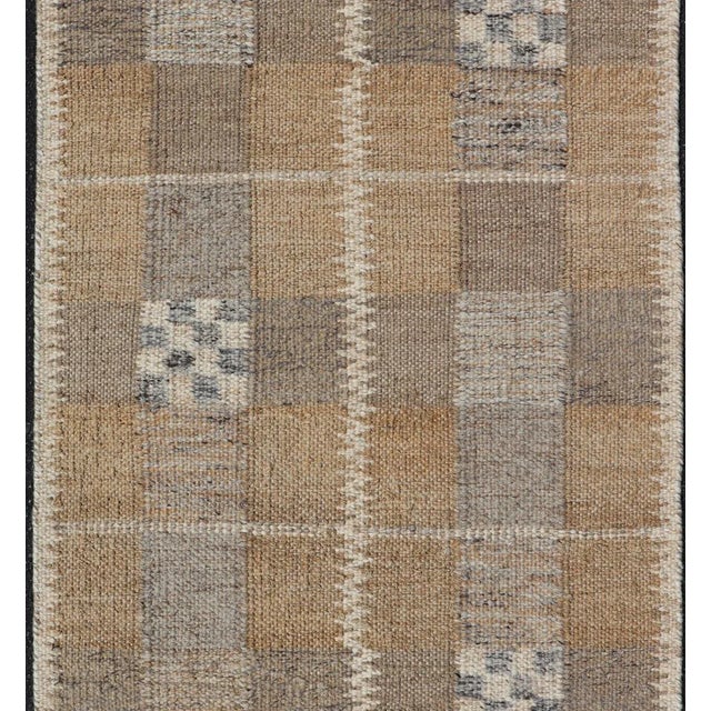Mid-Century Modern Modern Scandinavian/Swedish Box Design Rug With Earthy Color Tone's With Gray 2'11 X 4'9 For Sale - Image 3 of 6