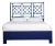 Lattice Back Platform Bed Queen, Navy Blue For Sale