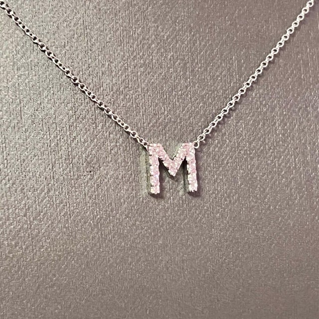 Diamond Letter "M" Pendant Necklace 18" 14k Gold 0.19 TCW Certified $1,950 121278 MADE IN ITALY Nothing says, “I Love you”...