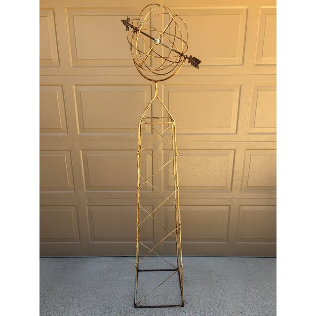 Late 20th Century Large Classical White Iron Armillary Sphere Garden Sculpture on Stand For Sale - Image 9 of 14