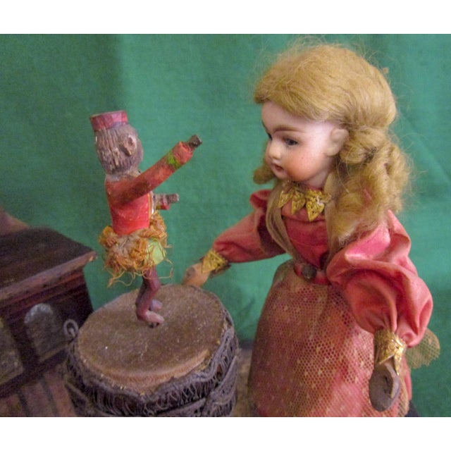 Late 19th Century Automaton German Zinner & Sohn Musical Toy W Children & Organ Grinder Monkey For Sale - Image 5 of 16
