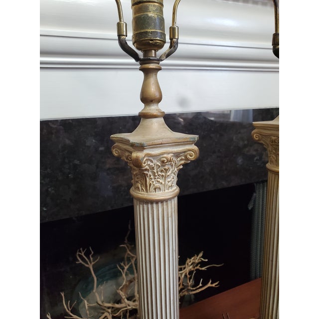 French Country 1950s Neo Classical Style Metal Indoor Lamps in the Style of Roman Columns For Sale - Image 3 of 11