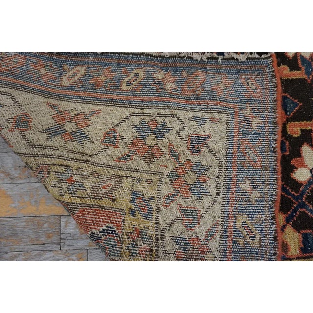 1870s Brown Geometric Tribal Antique North West Persian Rug 3'8" X 13'0" Knotted Wool Carpet For Sale - Image 10 of 10