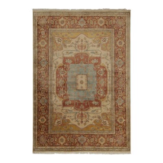 Rug & Kilim’s Classic Style Rug With Red and Gold With Blue Medallion Pattern For Sale