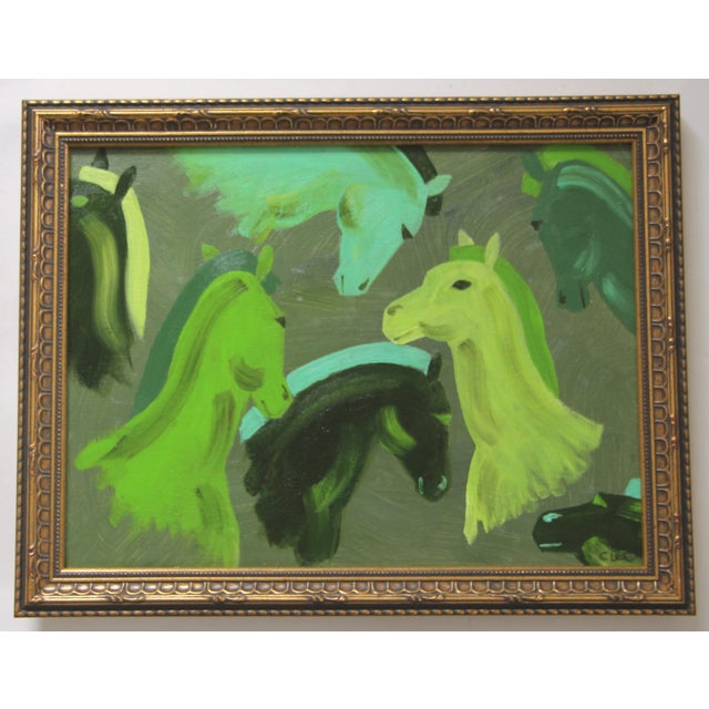 Cleo Plowden Blue Horse Impressionism English Traditional Expressionism Oiginal Oil Painting by Cleo Plowden For Sale - Image 4 of 6