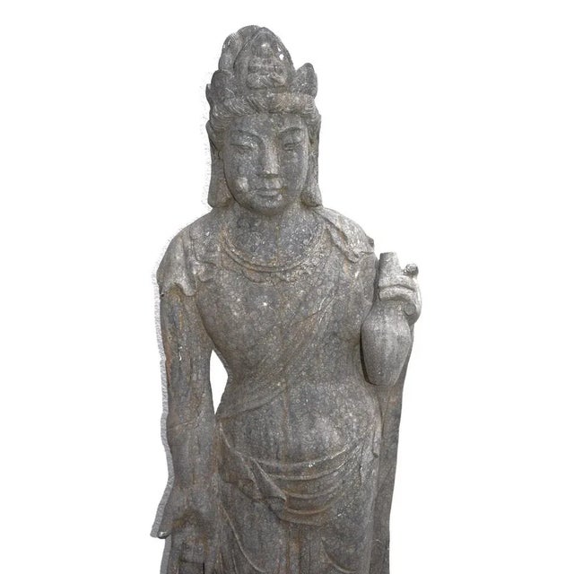 Khmer Artist, Bodhisttra Avalokiteshvara Buddha Sculpture, 18th Century, Basalt For Sale - Image 9 of 10