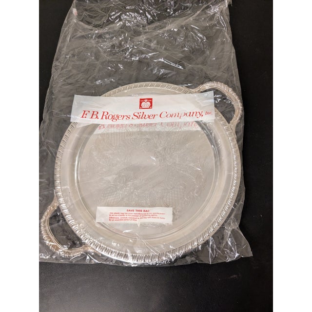 Vintage Fb Rogers Hollywood Regency Chased Silverplate Handled Serving Tray - 12.25" For Sale - Image 10 of 11