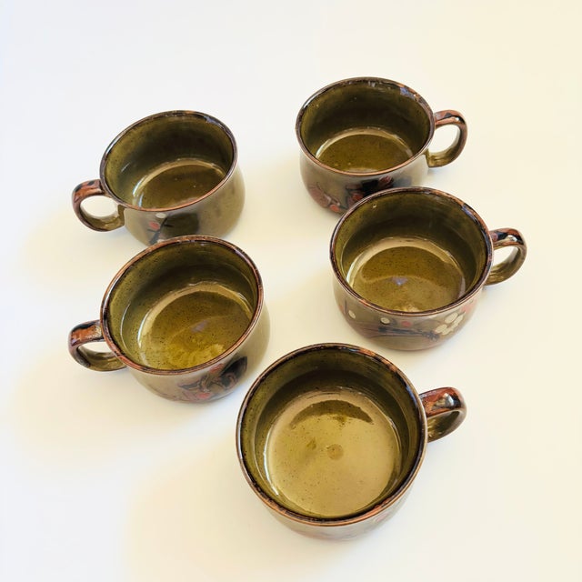 Floral Stoneware Mug Bowls - Set of 5 For Sale - Image 4 of 11