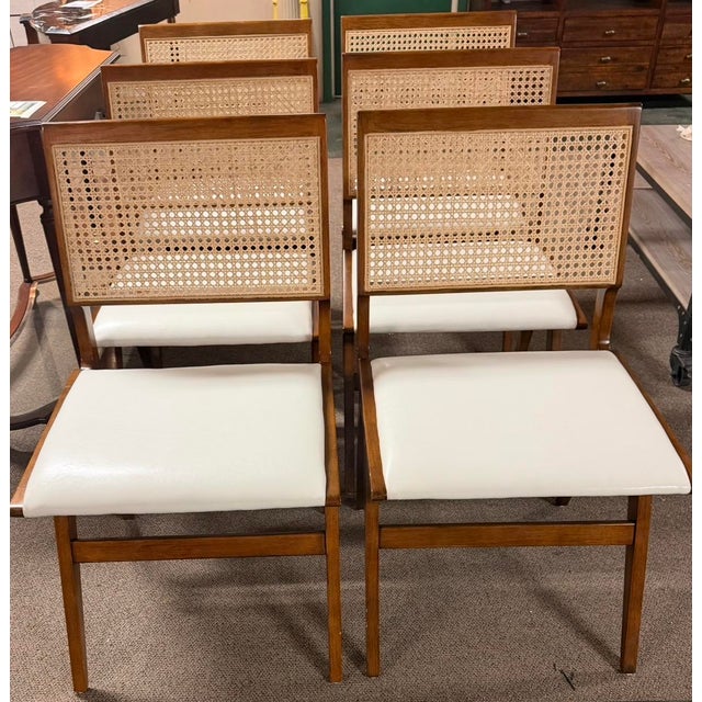 Mid-Century Modern Brazilian Mid-Century Set of Six Chairs in Hardwood Faux Leather For Sale - Image 3 of 4