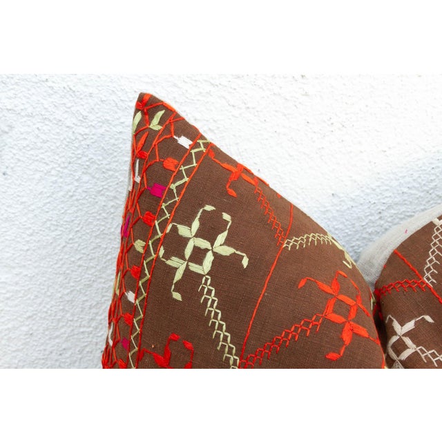 Sangrur Sunburst, Antique Phulkari Lumbar Pillow Cover For Sale - Image 4 of 6