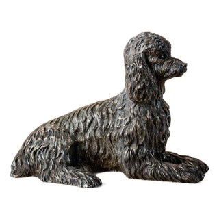 Vintage Silver Glazed Metal Poodle Figurine, Italy, 1970s For Sale