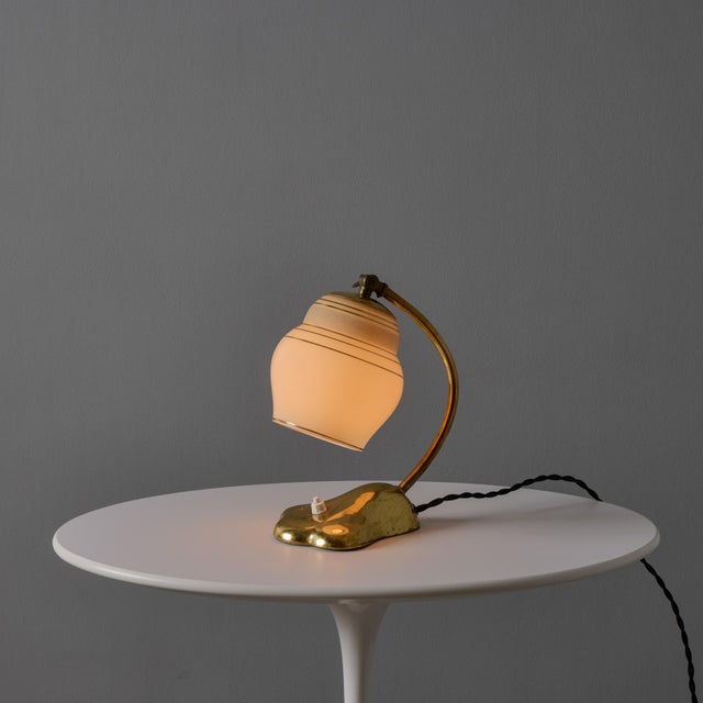 Paavo Tynell 1950s Sculptural Glass and Brass Table Lamp in the Manner of Paavo Tynell for Valinte Oy For Sale - Image 4 of 18