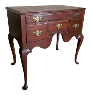 19th Century Queen Anne Style Solid Mahogany Chest With Cabriole Legs