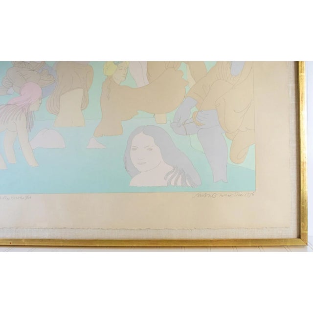Metal Milton Glaser – Signed, Dated & Numbered 2/100 Original 1976 Serigraph Print "Bathers at the Brera" For Sale - Image 7 of 12