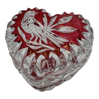 Byrdes Collection Heart Trinket Box by Hofbauer 4.5" 24% Lead Crystal For Sale